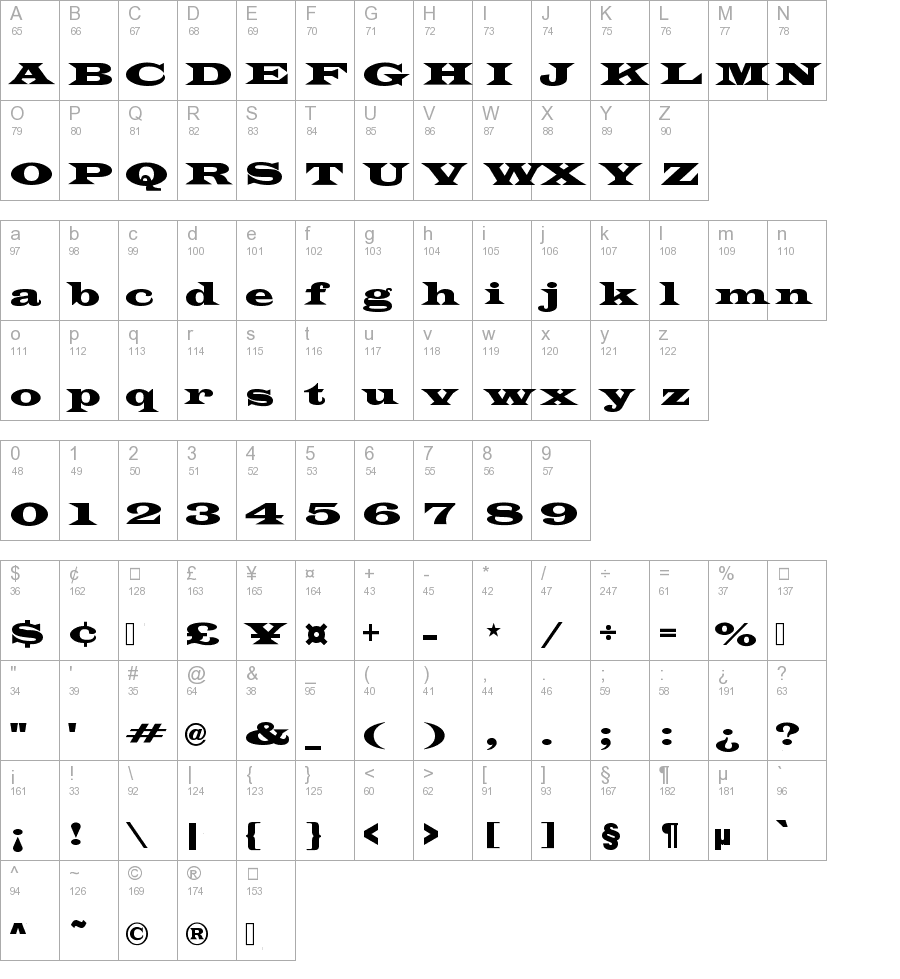 Wide Latin Fonts 86
