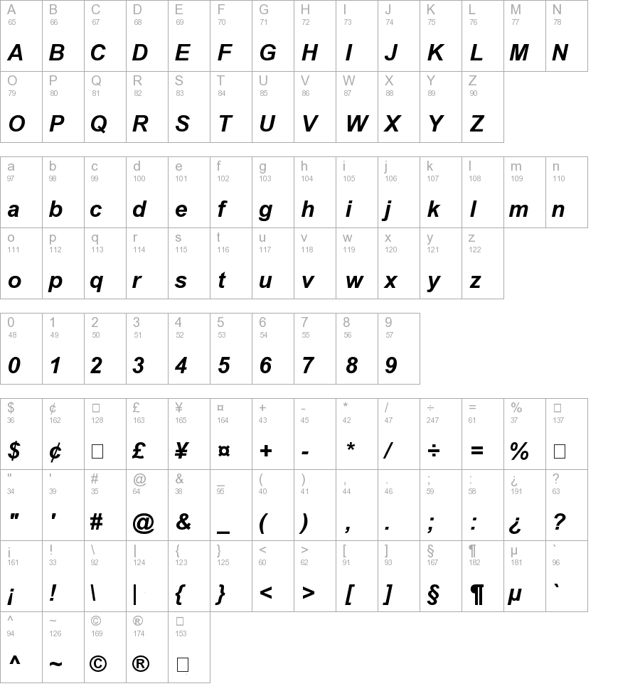arial bold italic truetype шрифт