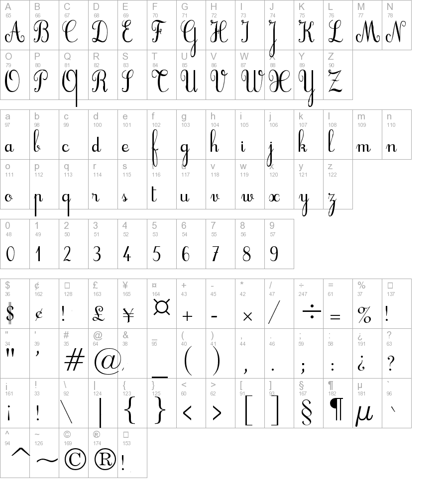 Cursif Regular truetype font