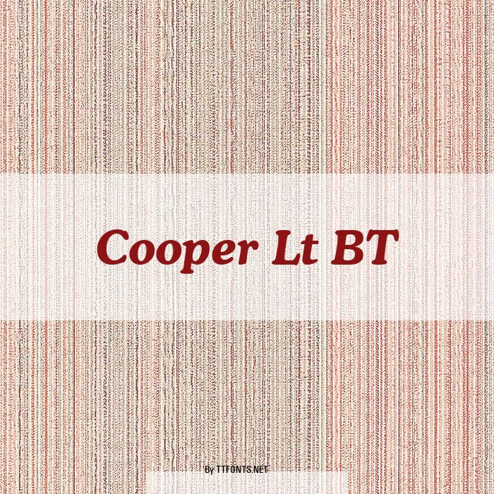 Cooper Lt BT example