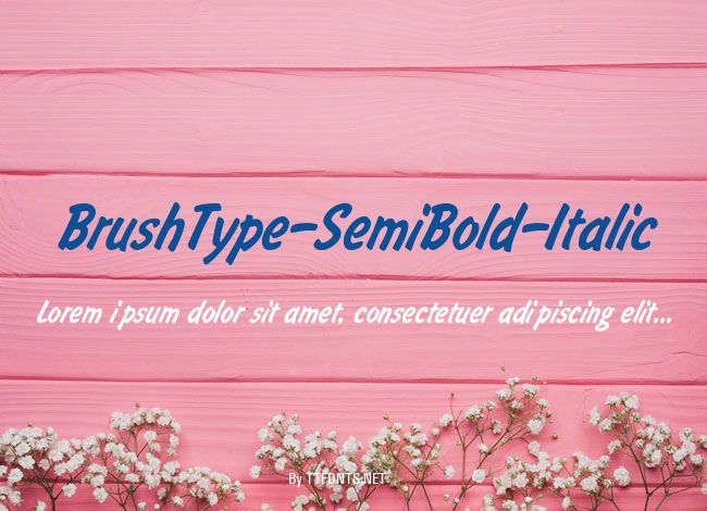 BrushType-SemiBold-Italic example