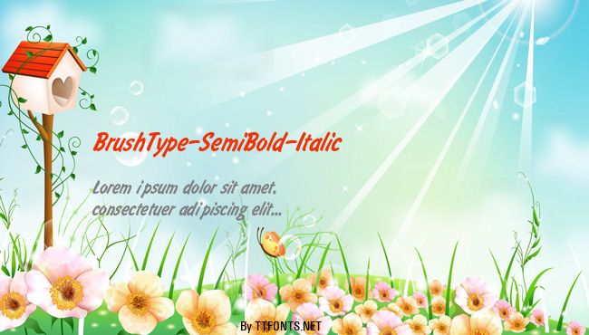 BrushType-SemiBold-Italic example