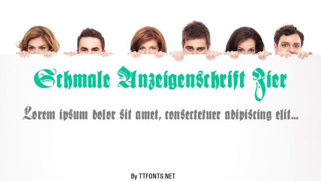 Schmale Anzeigenschrift Zier example