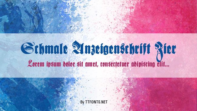 Schmale Anzeigenschrift Zier example