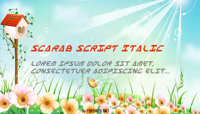 Scarab Script Italic example