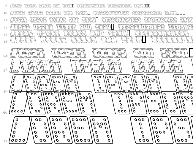 Domino normal kursiv omrids Wasserfall 