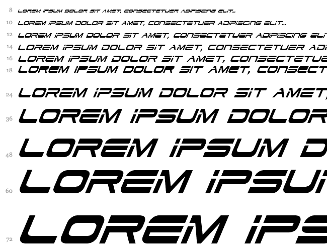 Dodger Condensed Italic Wasserfall 